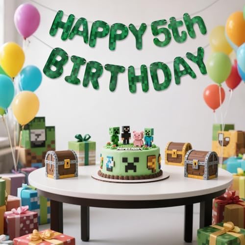 Minecraft Birthday Banner for Kids Parties and Gaming Events