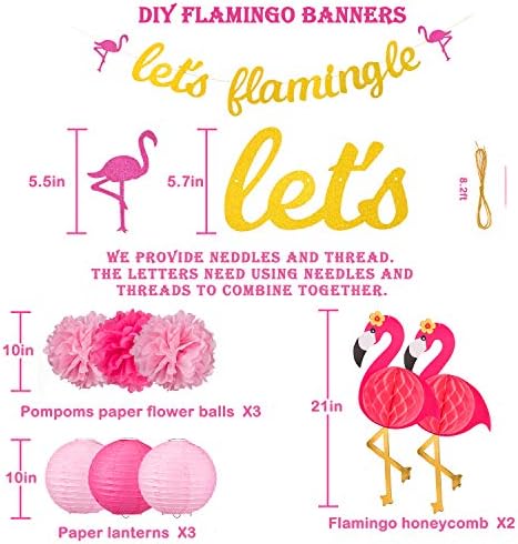 Whaline Flamingo Party Honeycomb Decorations 15Pcs Set