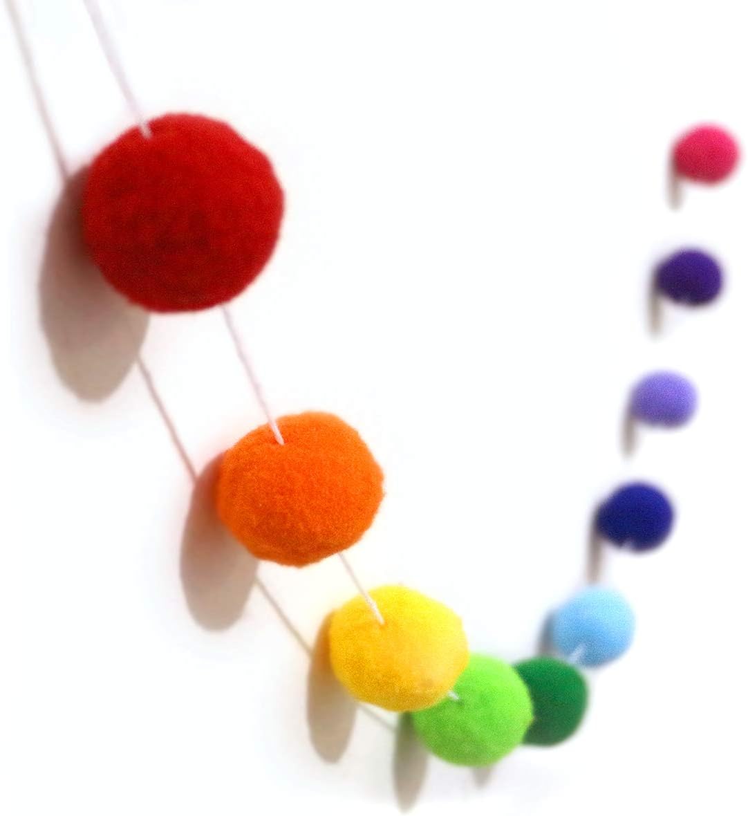 Rainbow Felt Pom Pom Ball Garland 30pcs 78in