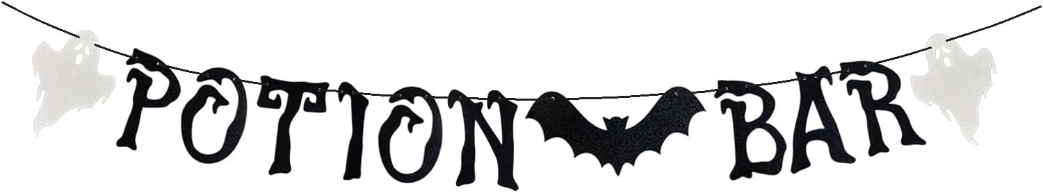Black Glitter Potion Bar Halloween Banner