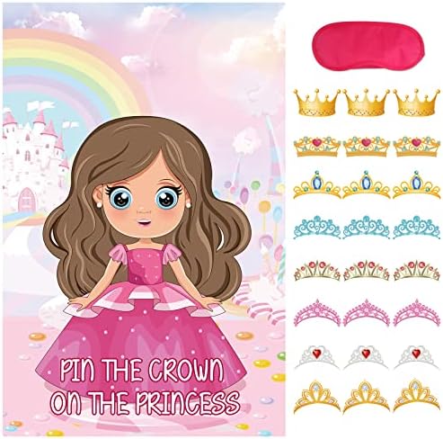 Hooqict Pin The Crown Princess Party Game Set