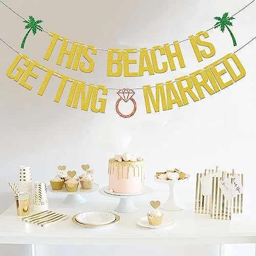 This Beach Is Getting Married Gold Green Glitter Banner