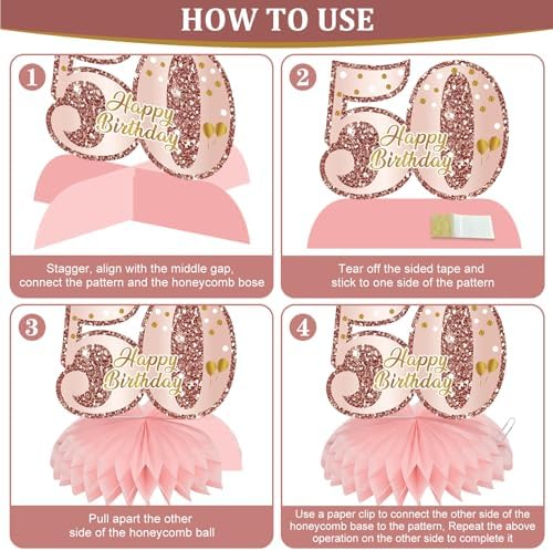 Zirtorei 50th Birthday Decor Kit for Women
