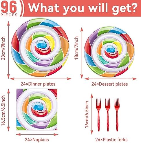 96pcs Candyland Party Supplies for Kids Birthday Baby Shower