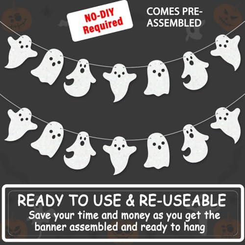 2pcs Halloween Ghost Banners for Haunted House Decor
