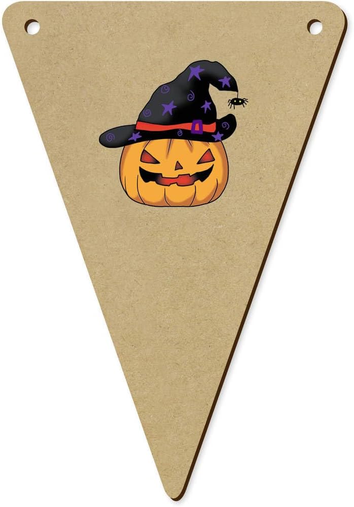 Azeeda Halloween Pumpkin Wooden Bunting Flags 5pcs