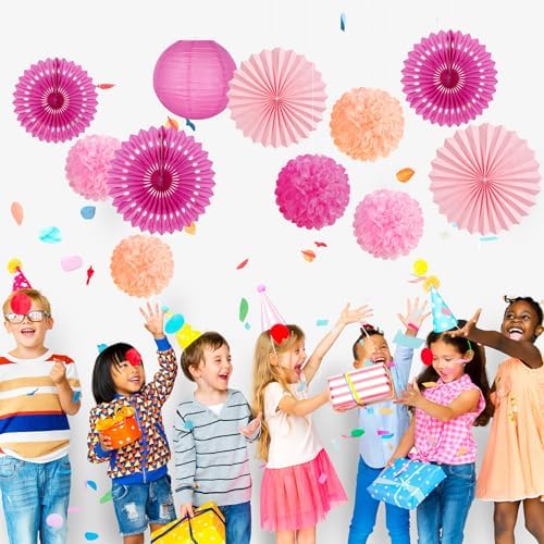 SUNBEAUTY Hot Pink Birthday Decorations Kit