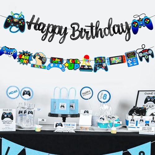 Game Birthday Party Banner 2Pcs Video Game Decorations