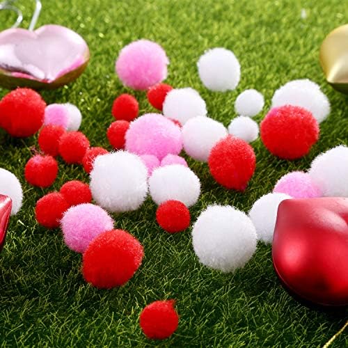 Sumind 300 Pcs Valentine Pom Poms Craft Kit