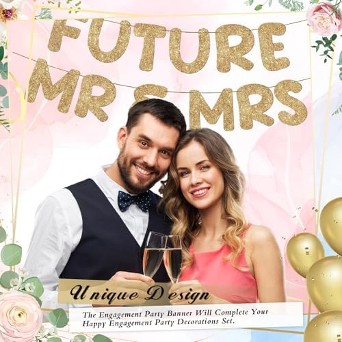 Breling Future Mr Mrs Glitter Gold Engagement Banner