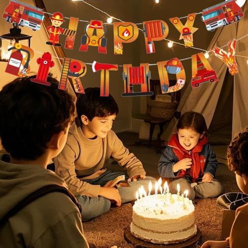 Fireman Birthday Banner with Customizable Length
