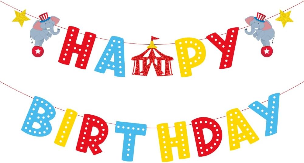 MORANTI Carnival Themed Birthday Banner for Kids Red Yellow Blue