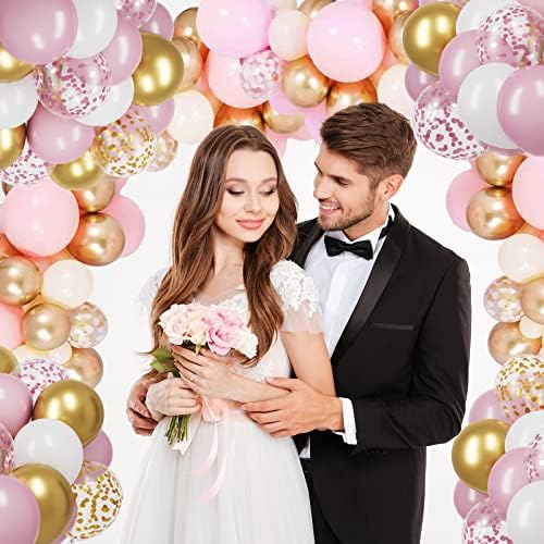 RUBFAC 65pcs Pink Gold Balloons Party Kit