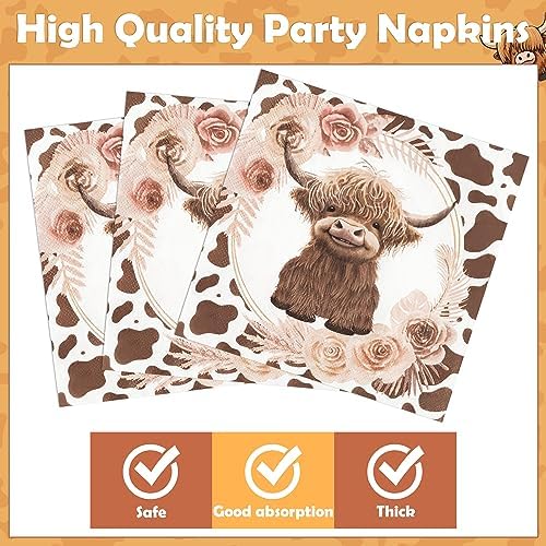 96Pcs Highland Cow Themed Party Tableware Set