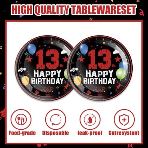 40Pcs 13th Birthday Party Decor Set for Boys
