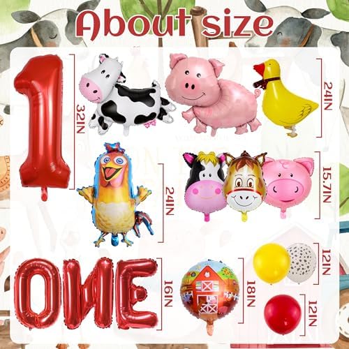 Farm Birthday Balloon Set for 1 Year Old