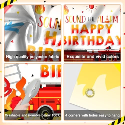 Avezano Firetruck Birthday Banner 6x36ft