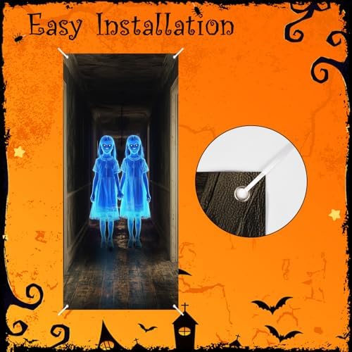 Halloween Door Cover with Rope - Scary Twins 35x78 Inches