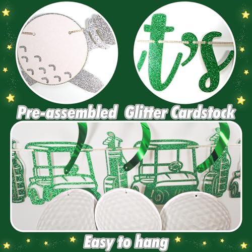 Golf Party Decorations Set with Glitter Banners and Ball Swirls