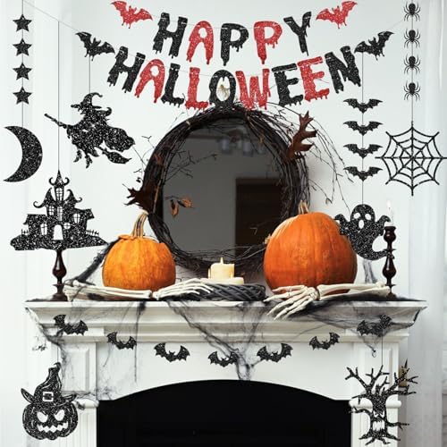 PatiCool Halloween Bats Banner and 7 Garland Decor Set