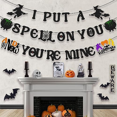 Halloween Spell Banner with Witch Garland Decorations