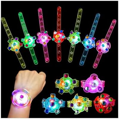 12 Pack Glow in the Dark LED Fidget Spinner Bracelets for Kids