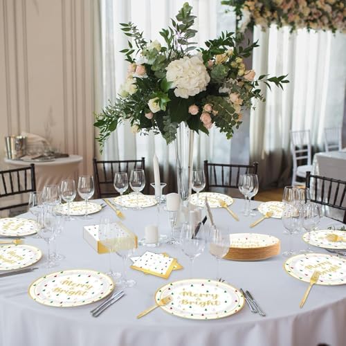 100 Pcs Christmas Party Plates Napkins Decor