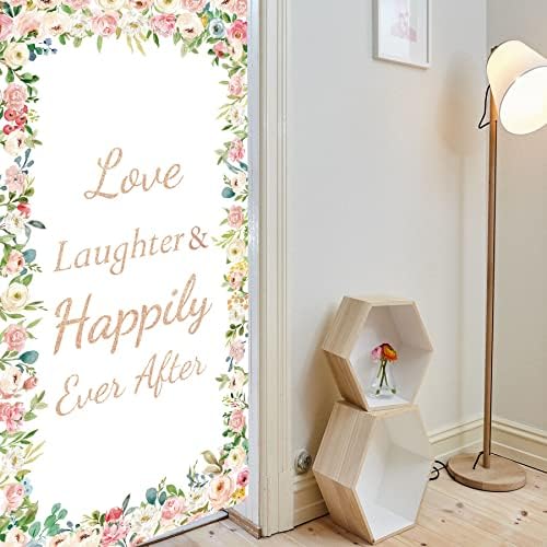 Joyiou Love Laughter Happily Ever After Door Banner
