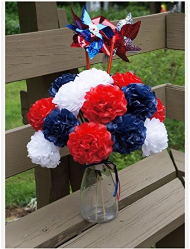 HEARTFEEL 30pcs Patriotic Tissue Pom Pom Garland Decorations