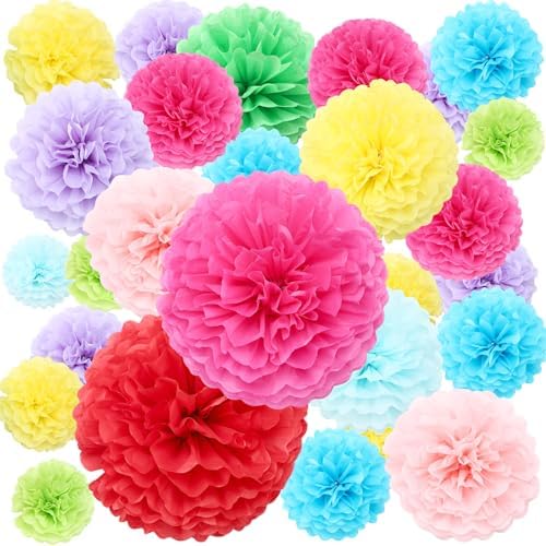 Skyygemm 72 Pcs Tissue Paper Pom Poms Decorations