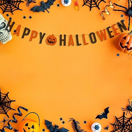 Classic Halloween Felt Banner Orange Black 55x6
