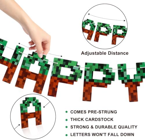 Miner Theme Happy Birthday Banner 10 Feet