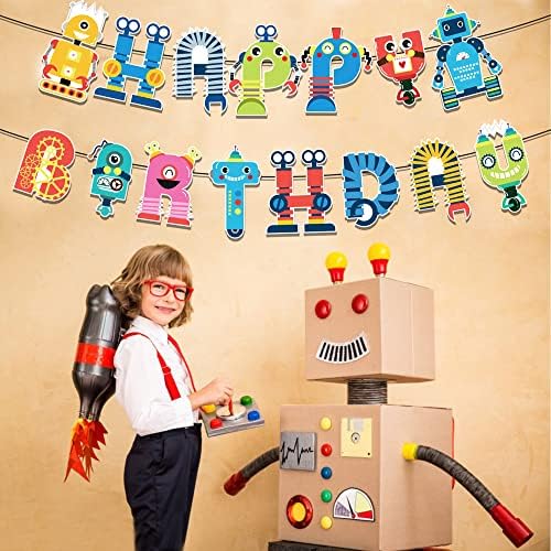 Robot Birthday Banner Happy Birthday Decor