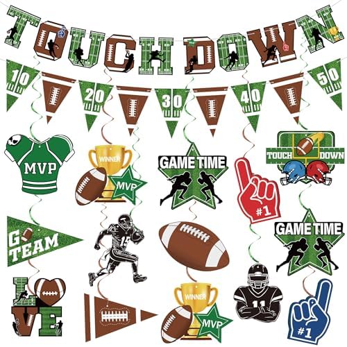 26 Pcs Football Party Decorations Bunting Flags Banners