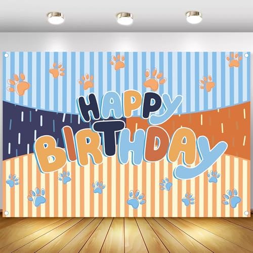 MIKLIfez Cartoon Blue Dog Birthday Banner 5x3ft