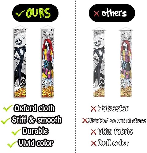 Jack and Sally Halloween Banners - 2 PCS Outdoor Porch Signs