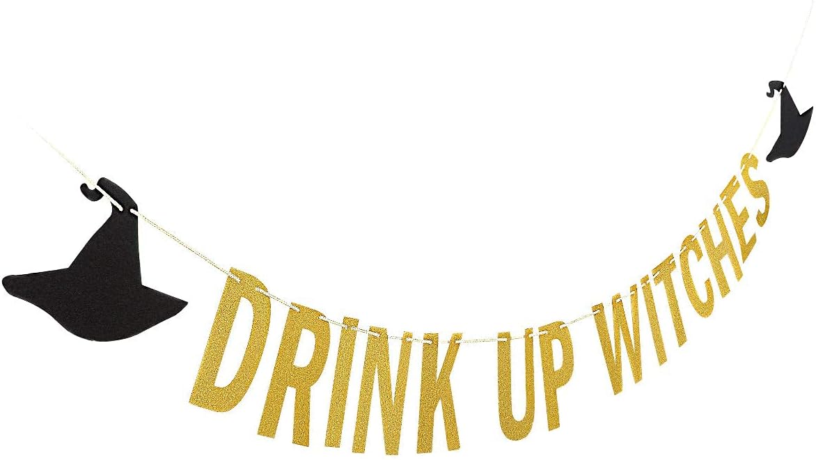 Gold Glitter Witches Halloween Banner