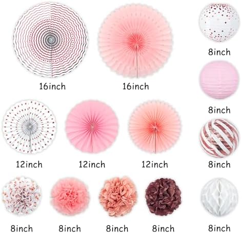 Pink White Rose Gold Birthday Party Decorations 21pcs