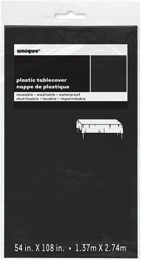 Black Solid Rectangular Plastic Table Cover 54x108