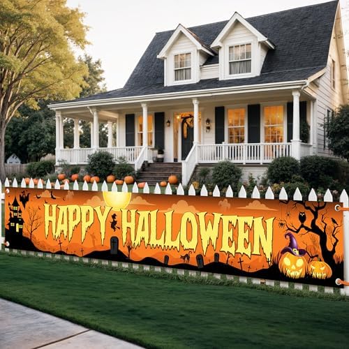 Katchon Happy Halloween Banners 120x20 Inch Outdoor