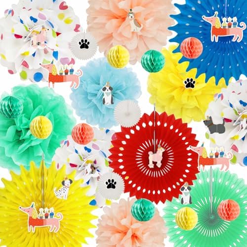 Dog Party Decorations with Pom Poms Fans and Garland