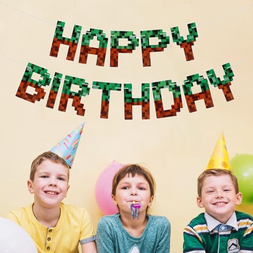 Miner Theme Happy Birthday Banner 10 Feet