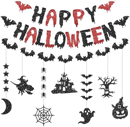 PatiCool Halloween Bats Banner and 7 Garland Decor Set