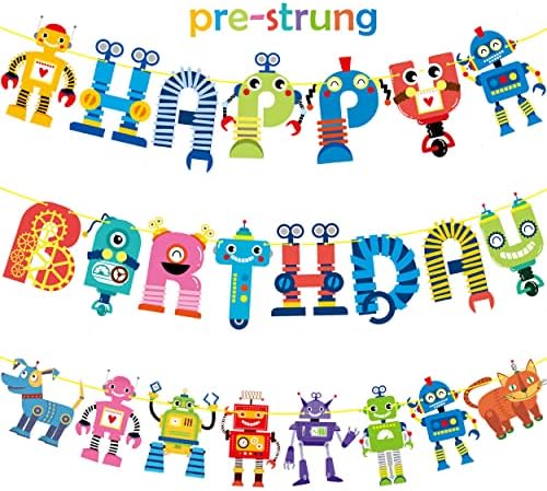 Robot Happy Birthday Banner Set - Fun Party Decor