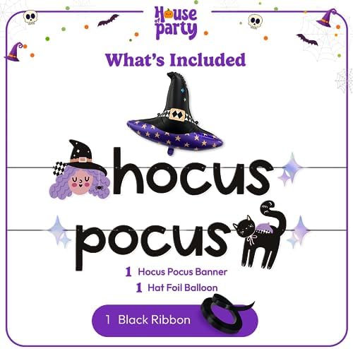 Hocus Pocus Halloween Banner and Witch Hat Balloon