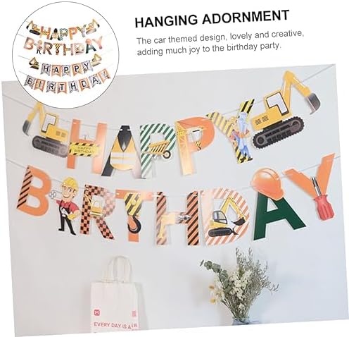 Milisten 2pcs Car Themed Birthday Hanging Flags