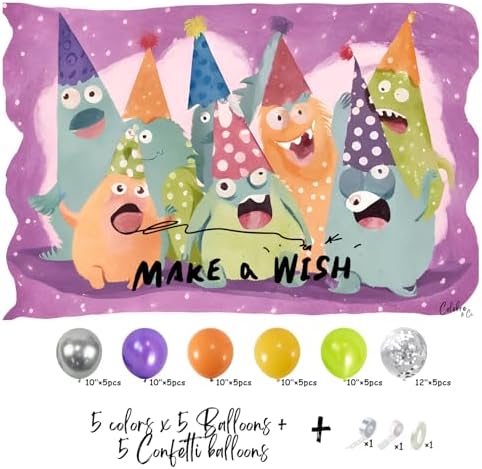 Monster Themed Birthday Backdrop for Kids Party