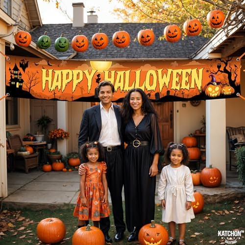 Katchon Happy Halloween Banners 120x20 Inch Outdoor