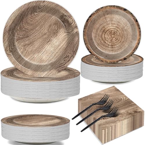 200Pcs Rustic Wooden Tree Party Supplies for Kids
