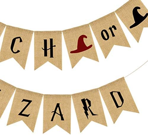Halloween Witch Or Wizard Burlap Banner